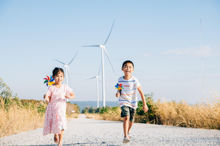 Two kids running