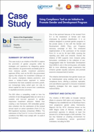 Case study : using compliance tool as an initiative to promote gender and development program