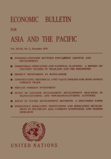 Economic bulletin for Asia and the Pacific. Vol. XXVII, No. 2, December 1976